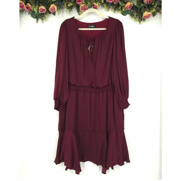 Sam Edelman Burgundy Smocked Plus Size Mini Dress Size 3X NWT - Picture 1 of 11